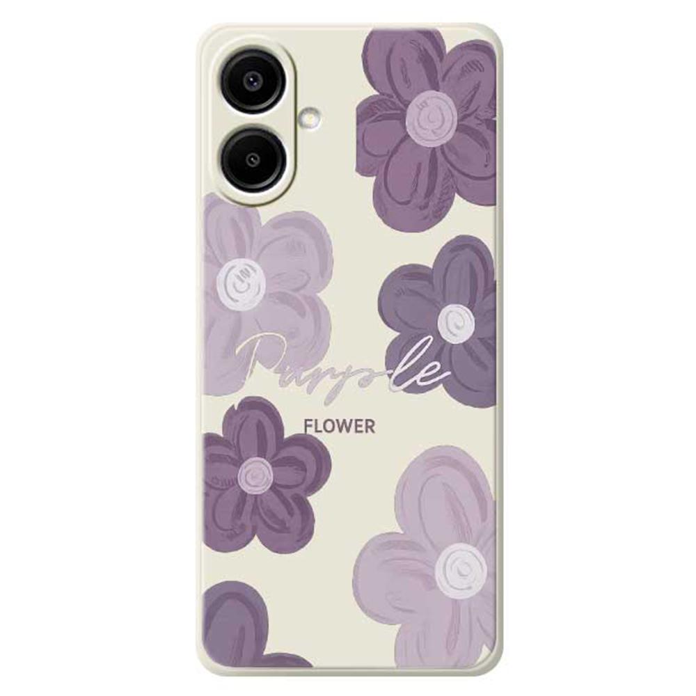 For Samsung Galaxy A07 4G Case Purple Flower Pattern Printing Straight Edge TPU Phone Back Cover
