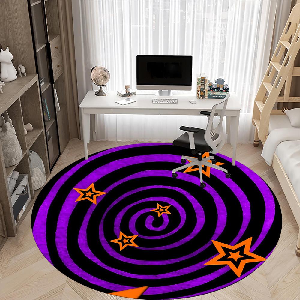 1pc Spiral Stars Office Round Area Rug, Indoor Mat Suitable ForOffice, Under Office Chairs Bedroom Living Room Home Decor T197
