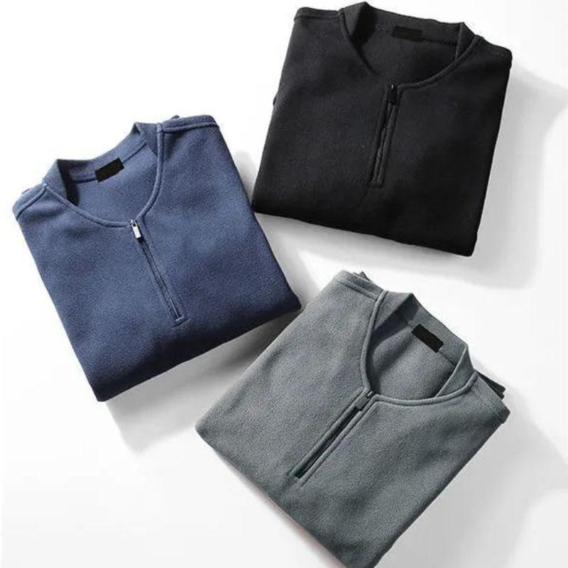 Sweater Men's Autumn and Winter Round Neck Plus Velvet Thickened Fleece Trend Casual Long-sleeved Jacket Men