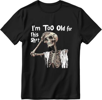 Funny Skeleton Shirt for Men Dark Humor Gifts Skull Shirts Short Sleeve Graphic Tee