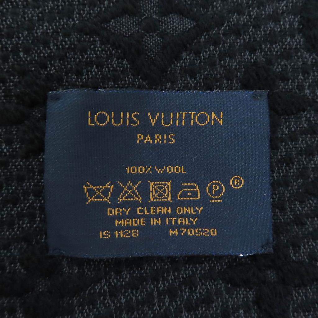 Great LOUIS VUITTON Scarf Monogram Classic Black Wool Mens M70520 Used