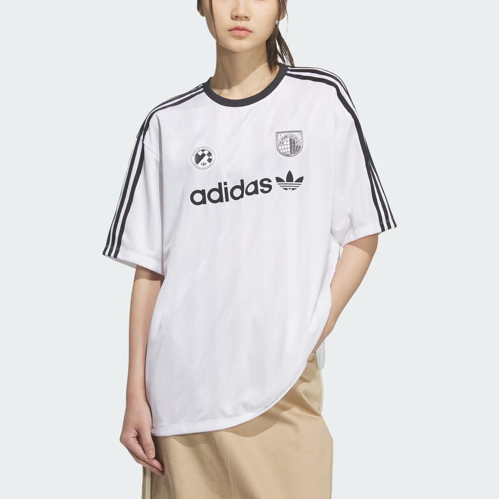 Adidas Originals Logo Striped Loose Fit Drop Shoulder Pullover Round Neck Short Sleeve T-Shirt Women tops HZ0846
