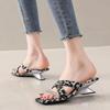 Fashion Leopard Print Wedge Heel Shoes for Women 2025 Luxury Sandals Wholesale Elegant and Fashionable Slides Korea Style Woman Slippers