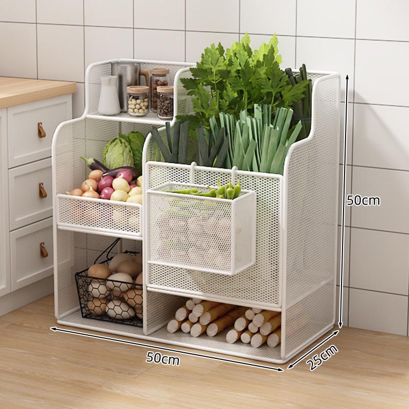 Multi-functional Kitchen Storage Rack: Multi-layer Basket for Fruits, Vegetables, Onions, Ginger, and Garlic