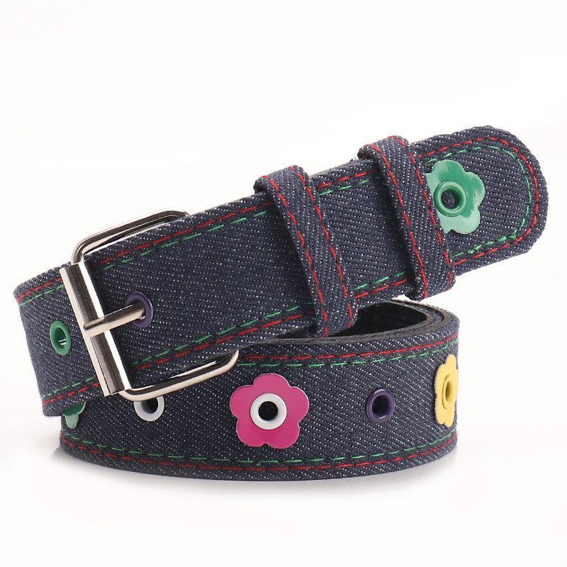 American Spice Girl Dopamine Belt Female Corns Flower Ladies Belt Plaid Jeans Decorative Belt