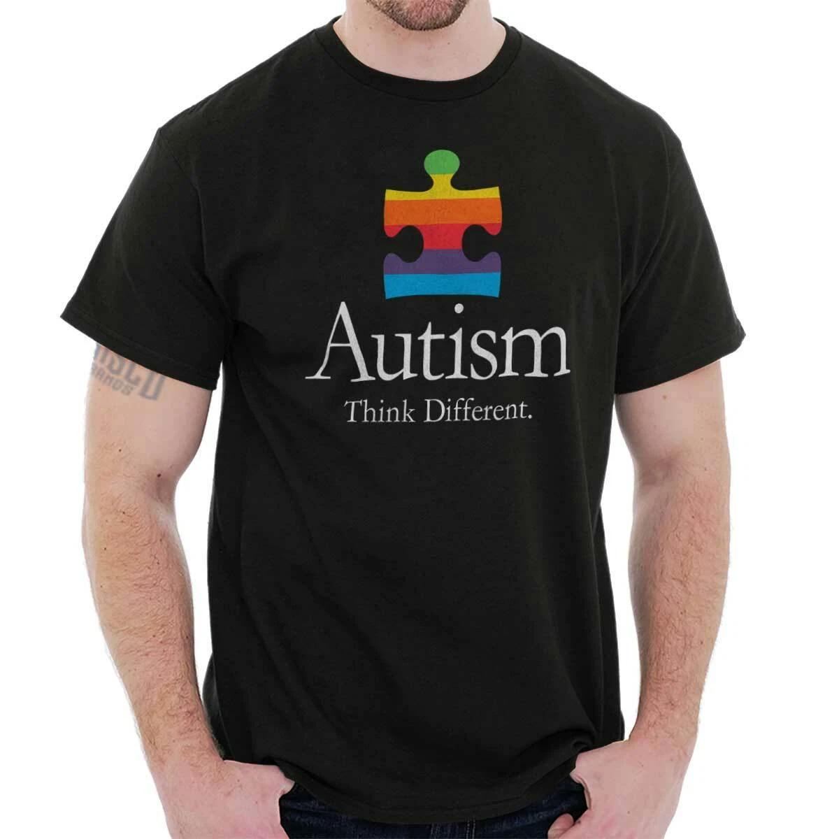 Cool Autism Awareness Puzzle Think Different Womens or Mens Crewneck T Shirt Tee XXL