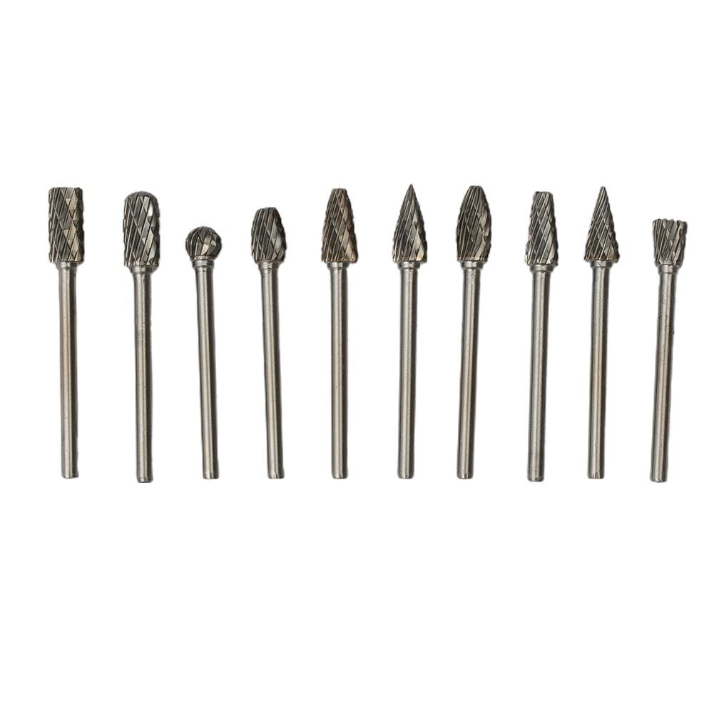 10*/set 1/4 Double-Cut Tungsten Steel Carbide Rotary Burr Die Grinder Shank-Bit