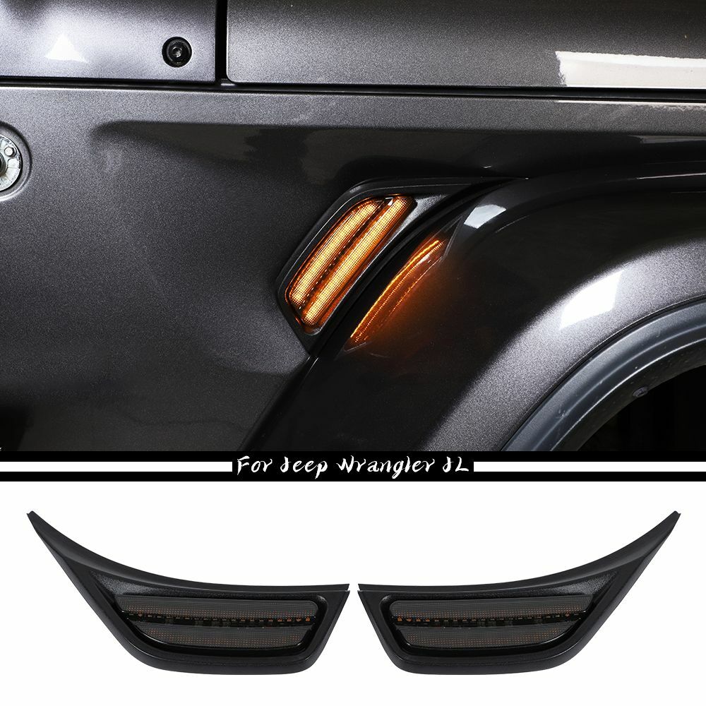 Fender Marker Side Turn Signal Lamp for Jeep Wrangler JL 2018+ & JT + Black