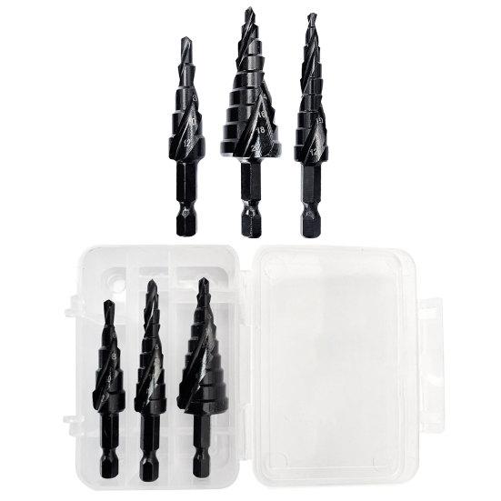 3 vnt sukamieji grąžtai didelio kietumo aštrių spiralinių šešiakampių rankenų pagodos grąžtų kombinuoto komplekto dirbtuvės