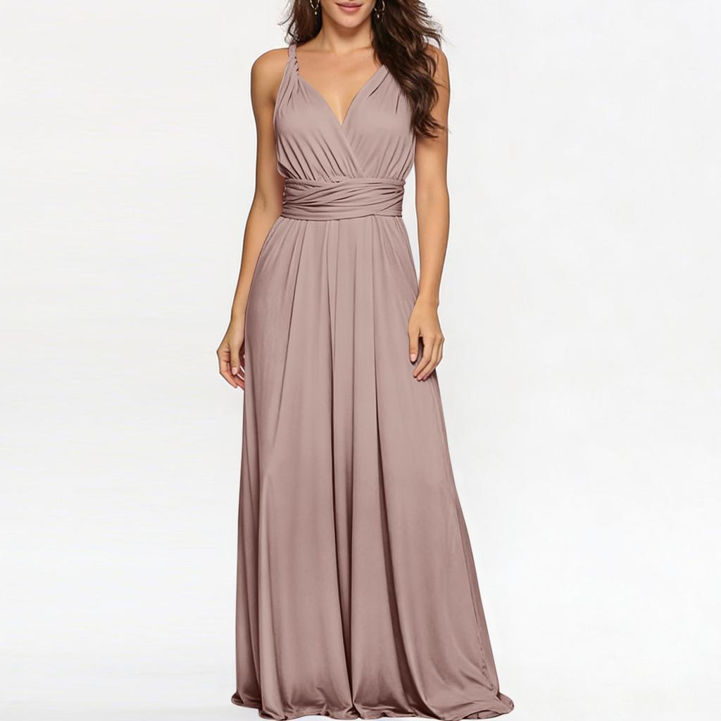 Women's Versatile Multi-Strap Cross-Back Sexy Bandage Dress Long Gown