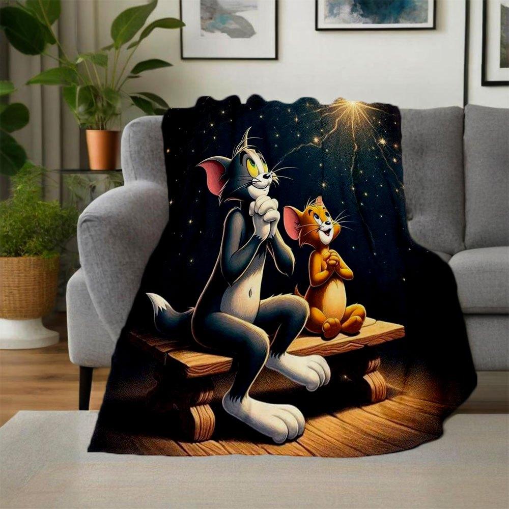 Tom and Jerry Diamond Painting Kit, GiftBlanket Flannel Throw Blanket for Sofa, Bed, Travel, Camping, Office