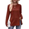 Women's Autumn Button Fashion Solid Color Long-sleeved T-shirt