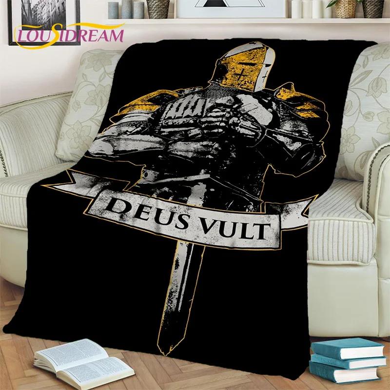 Cartoon Templar Cavalier Knight Crusaders Blanket,Soft Throw Blanket for Home Bedroom Bed Sofa Picnic Travel Office Blanket Kids