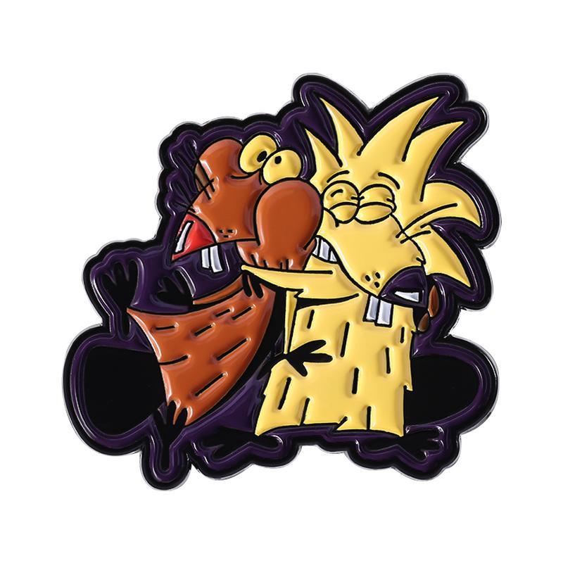 

Angry Beavers Animation Characters Enamel Pins Daggett Norbert Beavers Brothers Brooches Lapel Badge Jewelry Gifts for Friends