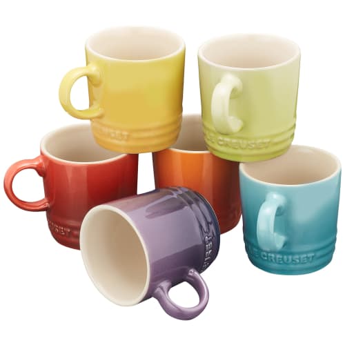 Le Creuset Rainbow Collection Mini Mugs, Heat and Cold Resistant, Microwave and Oven Safe, Set of 6 [Official Japanese Product]