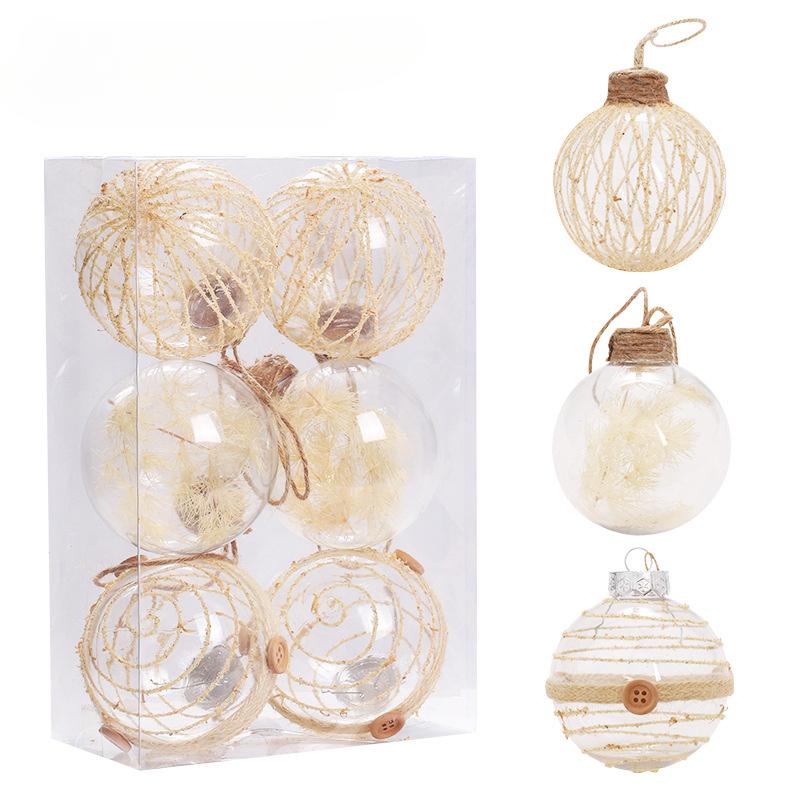 Décoration de Noël, 8CM, Matériau PET, Transparent, Ensemble de Boules de Noël, Pendentif pour Arbre de Noël, Accessoires de Décoration de Mariage
