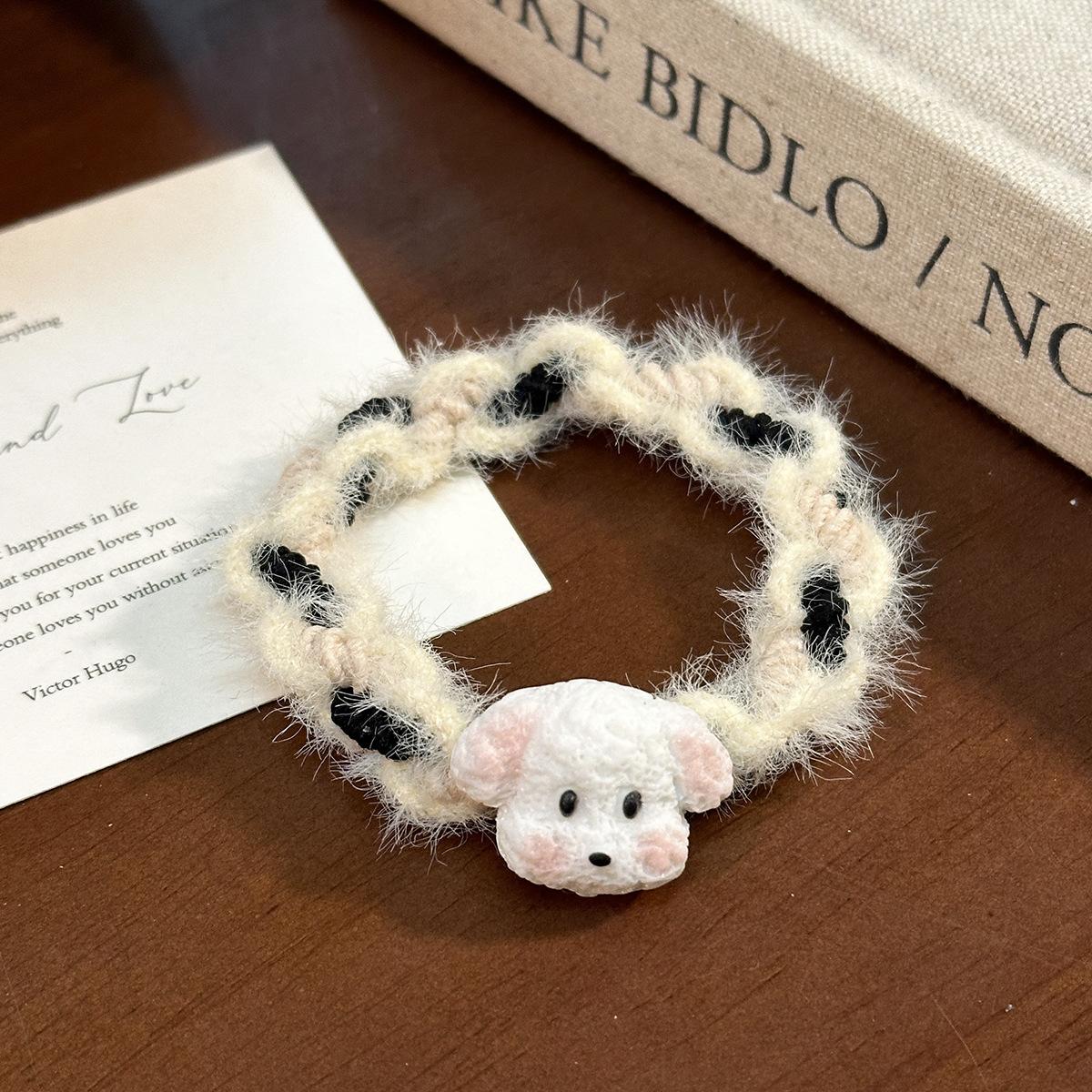 

Cute Dog Hairband Plush Woven Hair String Sweet Elastic Hair Tie High Elasticity Hair Tie Hair Accessory 3pcs белый