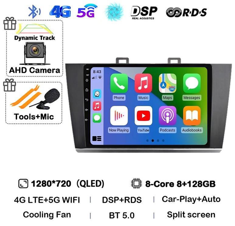 Android 14 Carplay Auto Car Radio For Subaru Outback Legacy 2014 2015 2016 2017 2018 Multimedia Player GPS 4G WIFI Stereo BT DSP