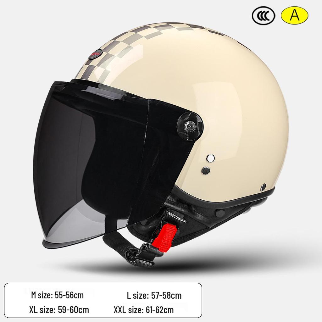 3C Certified Retro Motorcycle Half Helmet, Unisex Leather 3/4 Helmet, All-Season Warm Safety for Motorbikes & Electric Vehicles.