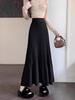 2025 Autumn/Winter Women's A-line Pleated Knit Skirt - Long, Simple, Big Hem Umbrella Design