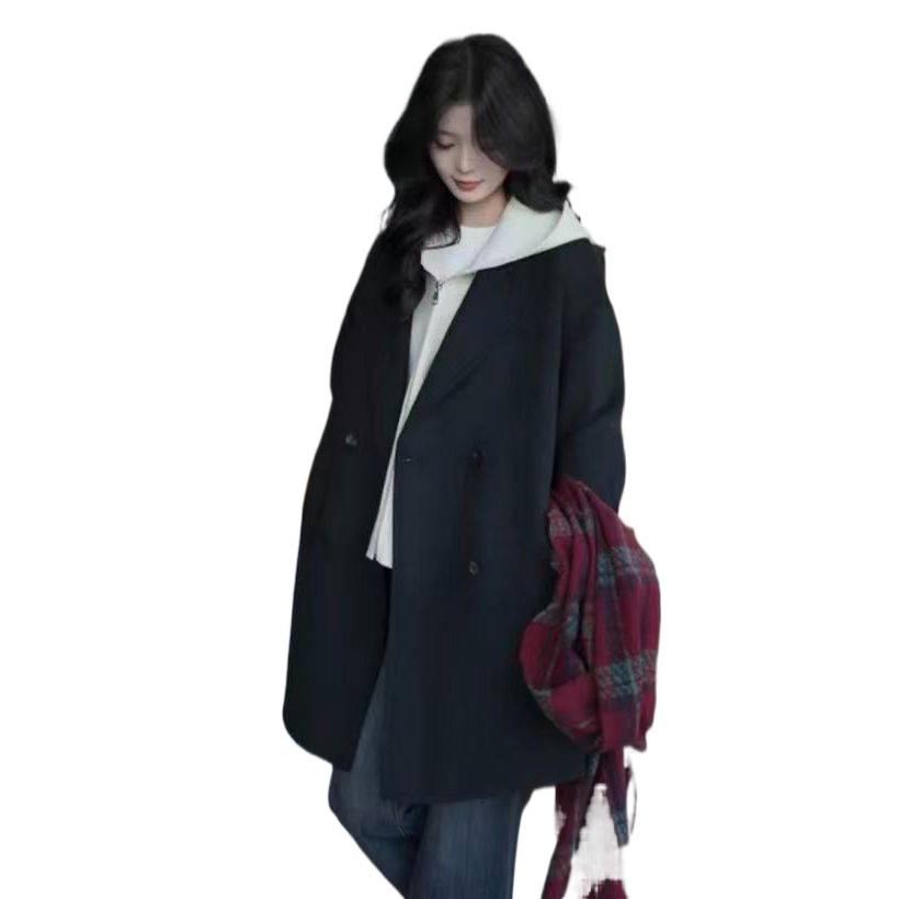Korean Style Double-Sided Wool Coat - Elegant, Versatile Mid-Length for Women (Spring & Autumn)
