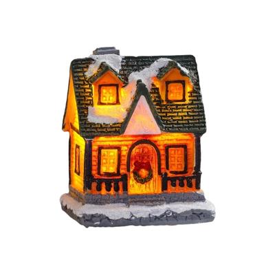 LED Beleuchtetes Festivalhaus Ornament für Kinder Innen- und Außendekoration Harzmaterialien Cottage-Zubehör