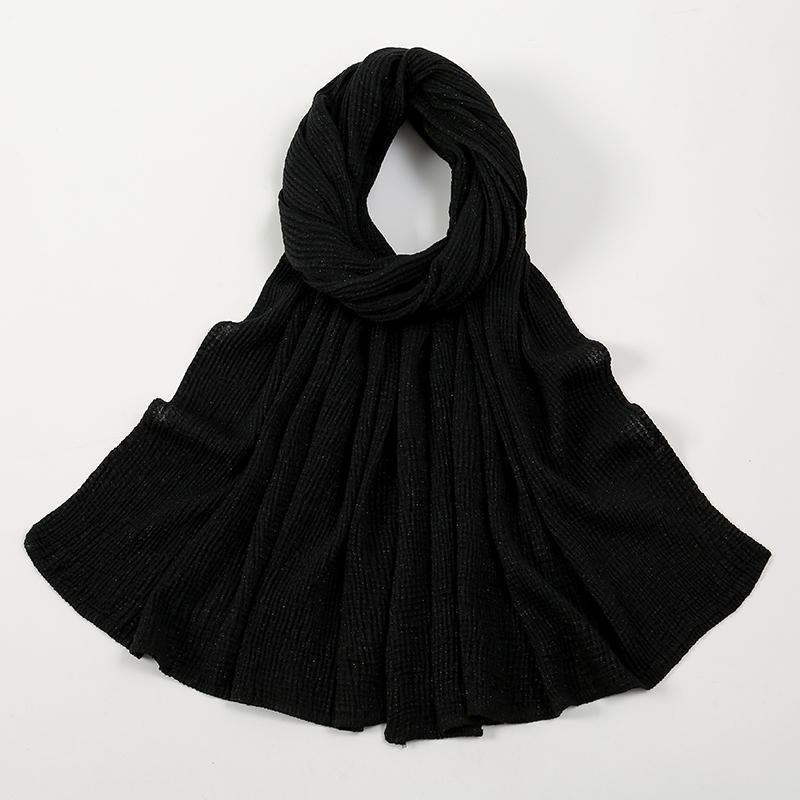 New Crinkle Cotton Hijab Scarf Women Turban Muslim Shawl Plain Bandana Breathable Women's Shawls Foulard Glitter Hijabs Ramadan