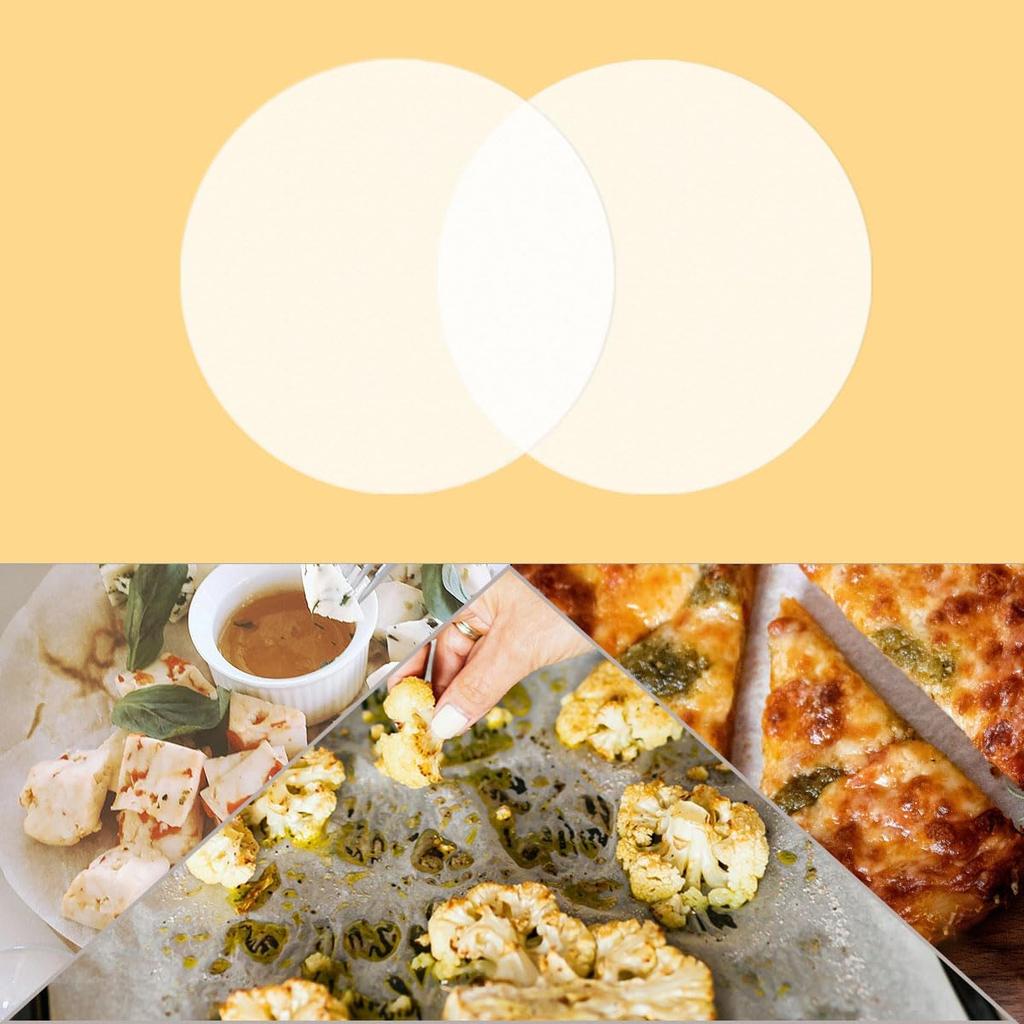 100 Pcs Round Parchment Paper Sheets, 9 Inch White Parchment Rounds Paper Baking Sheets, for Round Cake Pan, Baking Grilling