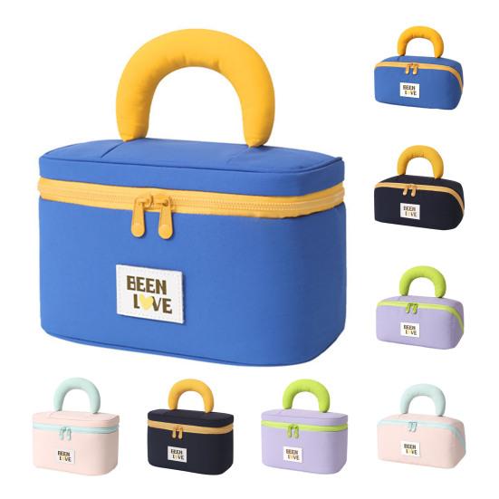 Open Flat Makeup Bag Travel Cosmetic Bag with Padded Handle Large Capacity Toiletry Bag with Brush Pouch for Business Trip Vacation