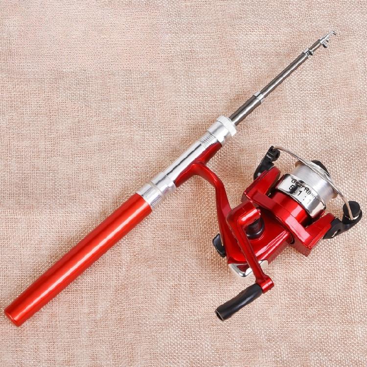 Fickstorlek Teleskopisk Mini Penna Formad Fiskespö och Rulle Set, Penna Stil Vikbar Fiskespö med Rulle Set för Isfiske