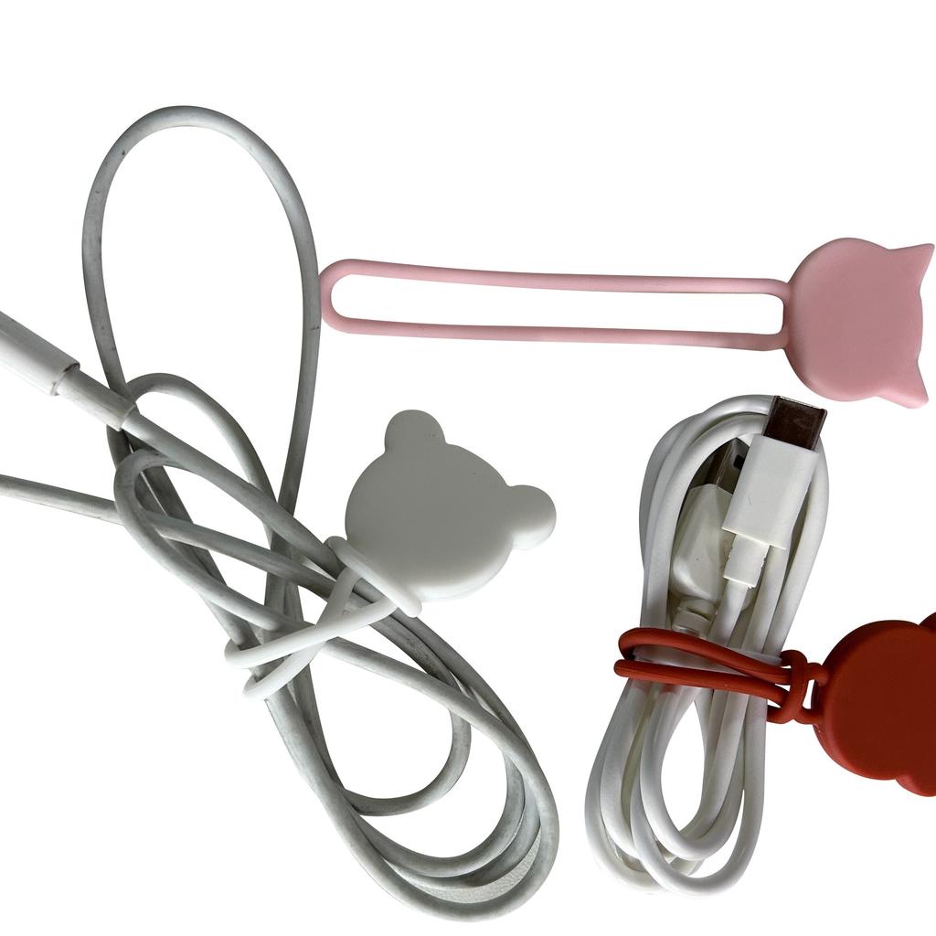 Silicone cable organizer winder brown