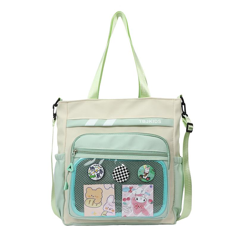 Student Messenger Bag Color Block Shoulder Bag Transparent Tote Bag