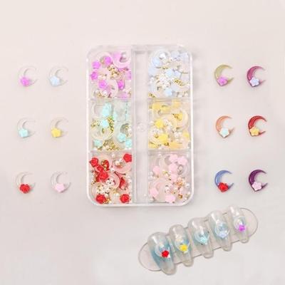Nail Art Reverse Charm Chamäleon Leuchtende Blume und Mond Teile Set (WC2997C)