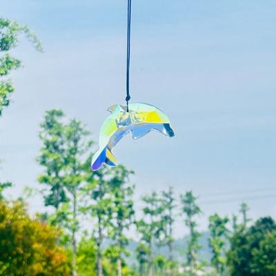 Hanging Pendants Hanging Dolphin Prism Pendant AB Color Unique Sunlight Capture Collector DIY Crystal Wind Chimes Wedding