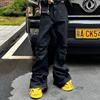 RO style American dark tide brand hand-brushed wax coating elastic micro-pull jeans bootcut floor mopping men's pants