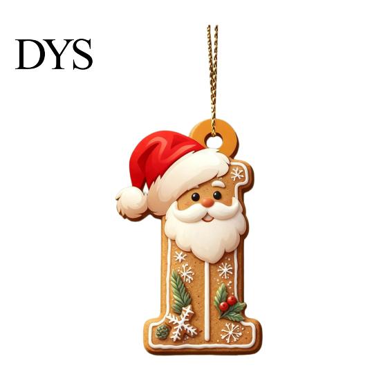 Reusable Acrylic Snowflake Berry Ornaments 2D Flat Christmas Ornaments, Gingerbread Letter Pendant with Santa Claus, Decorative Cookie Initial
