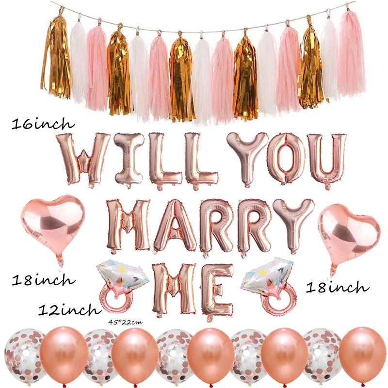 16 Will You Marry Me? Proposal Balloons - Wedding Decor/Party Set