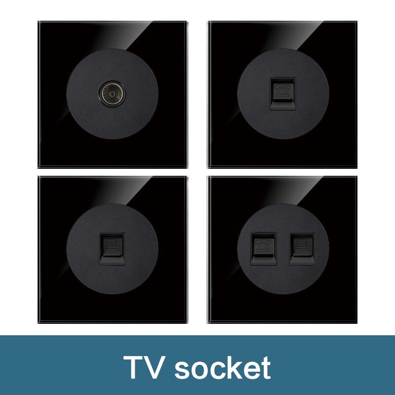 2022 New Black Glass Panel USB Wall Socket EU, Push Wall Switch with LED Indicator Light, UK 13A Wall Socket Switches