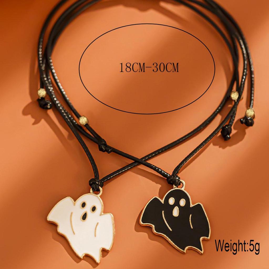 European & American Halloween Cartoon Bat Ghost Pendant Bracelet Set for Women