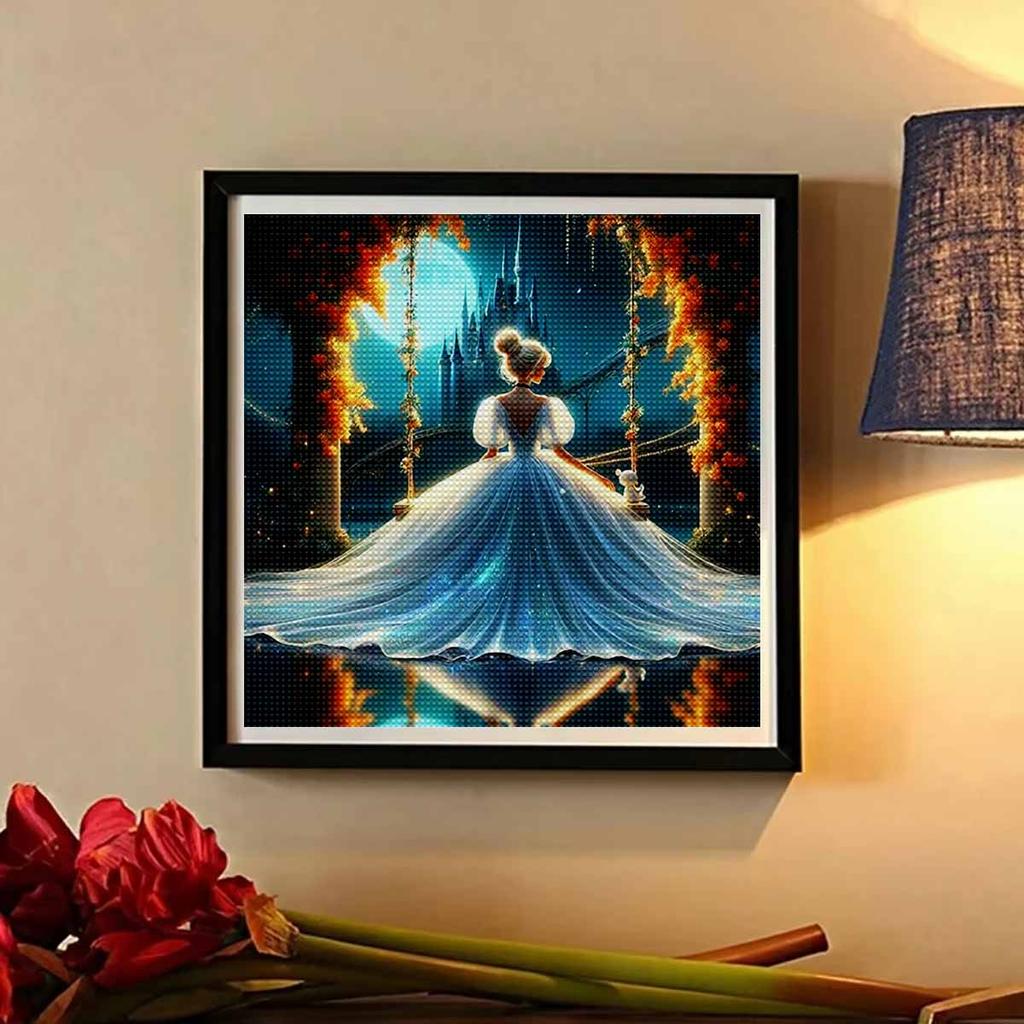 5D DIY Diamond Painting Decorative Princess Swings Full Round Drill Scenery Diamond Embroidery Cross Stitch Kits Home Decor Gift