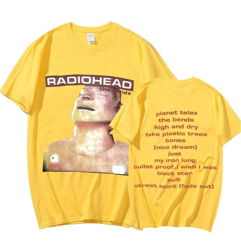 Vintage Rock Band Radiohead T Shirt Men 100% Cotton T-shirts Hip Hop The Bends Music Album Print Tee Shirt Oversize Top