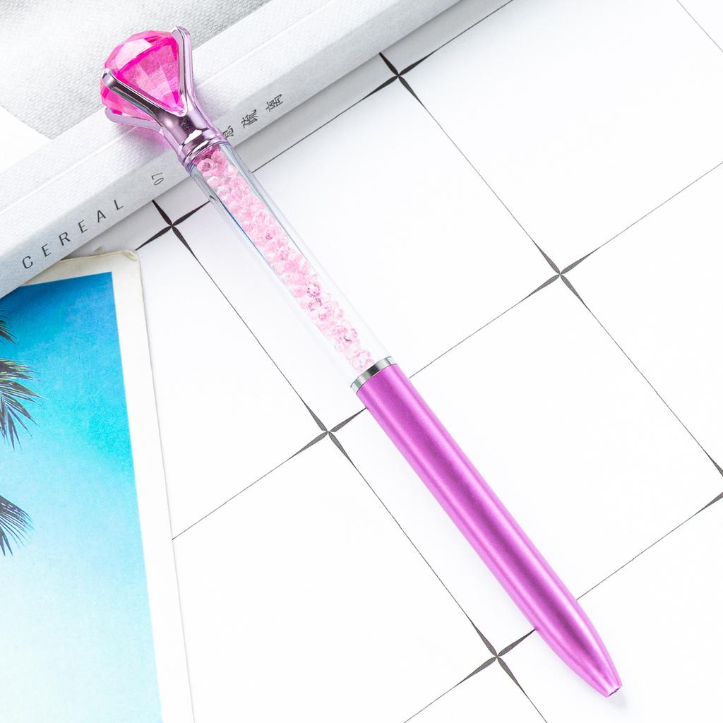 Large Diamond Ballpoint Pen Crystal Rotating Black Refill Pen Imitation Metal Luxury Office Oil Ball Point Pen School Supplies