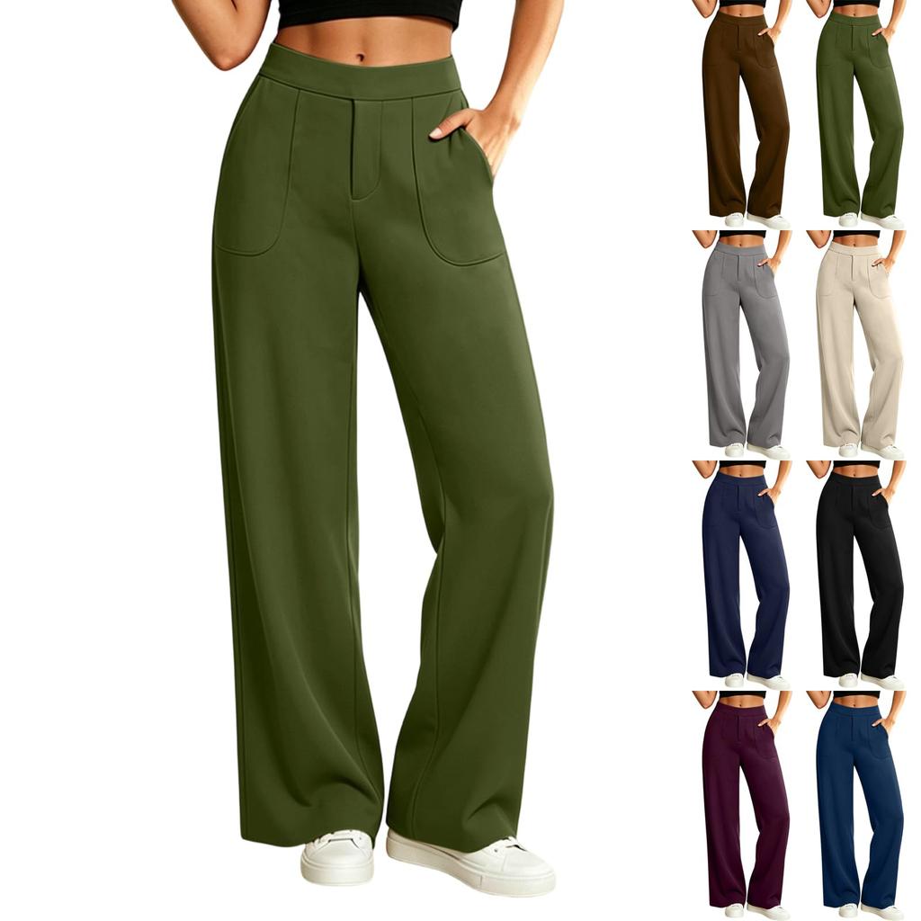 Women's High Waisted Flared Yoga Pants with Side Pockets, Wide Leg Athletic Pants for Workout and Casual Wear