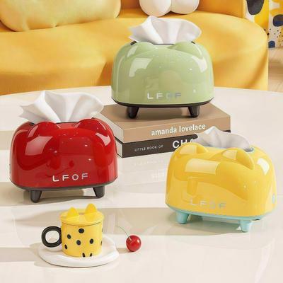 Living Room Desktop Tissue Box - Home Use - Bedroom - Spring Paper Drawer - High-end - Large Capacity - Dopamine Desktop Tissue Box
