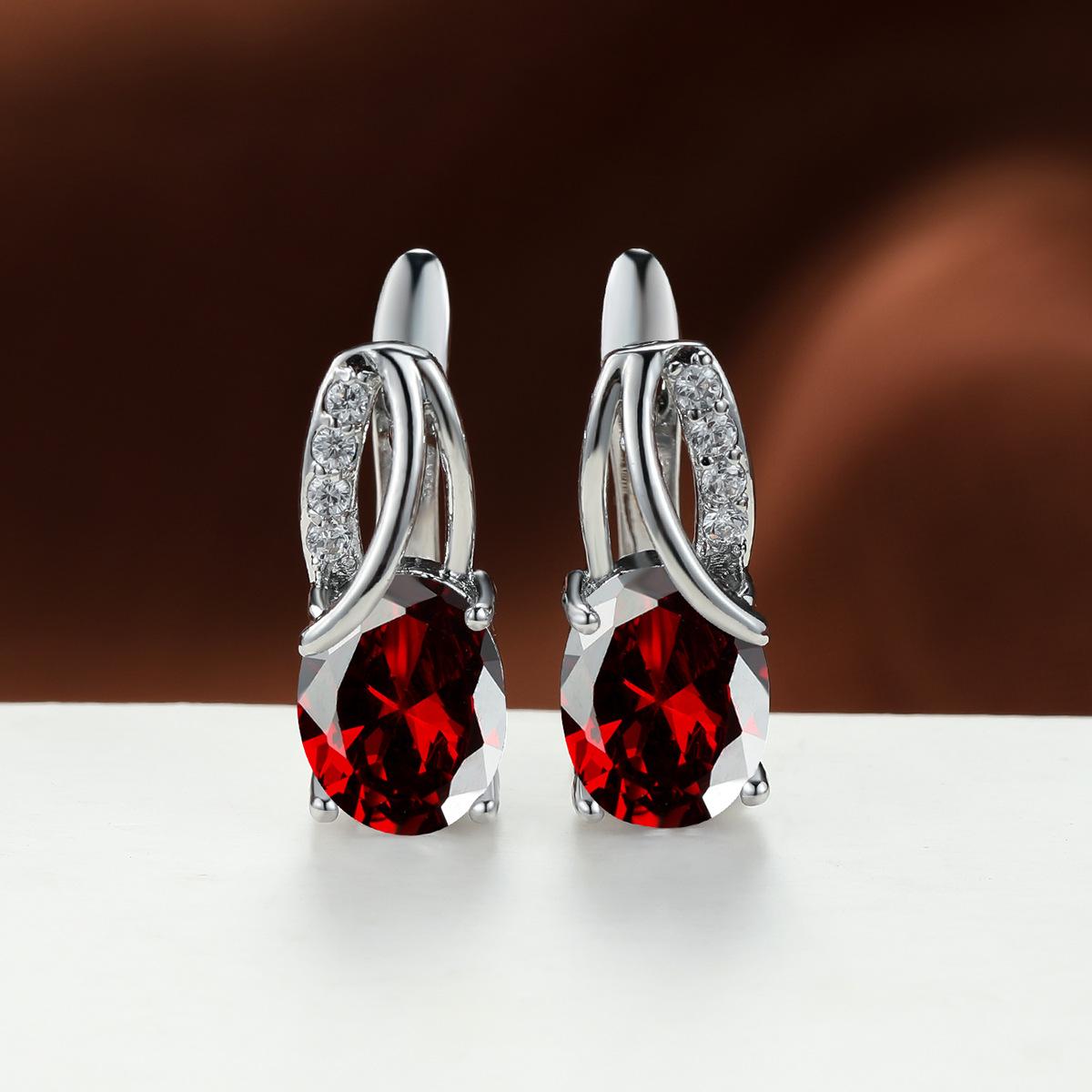 

Popular Champagne Gold Oval Navy Blue Earrings for Women Simple and Personalized Temperament