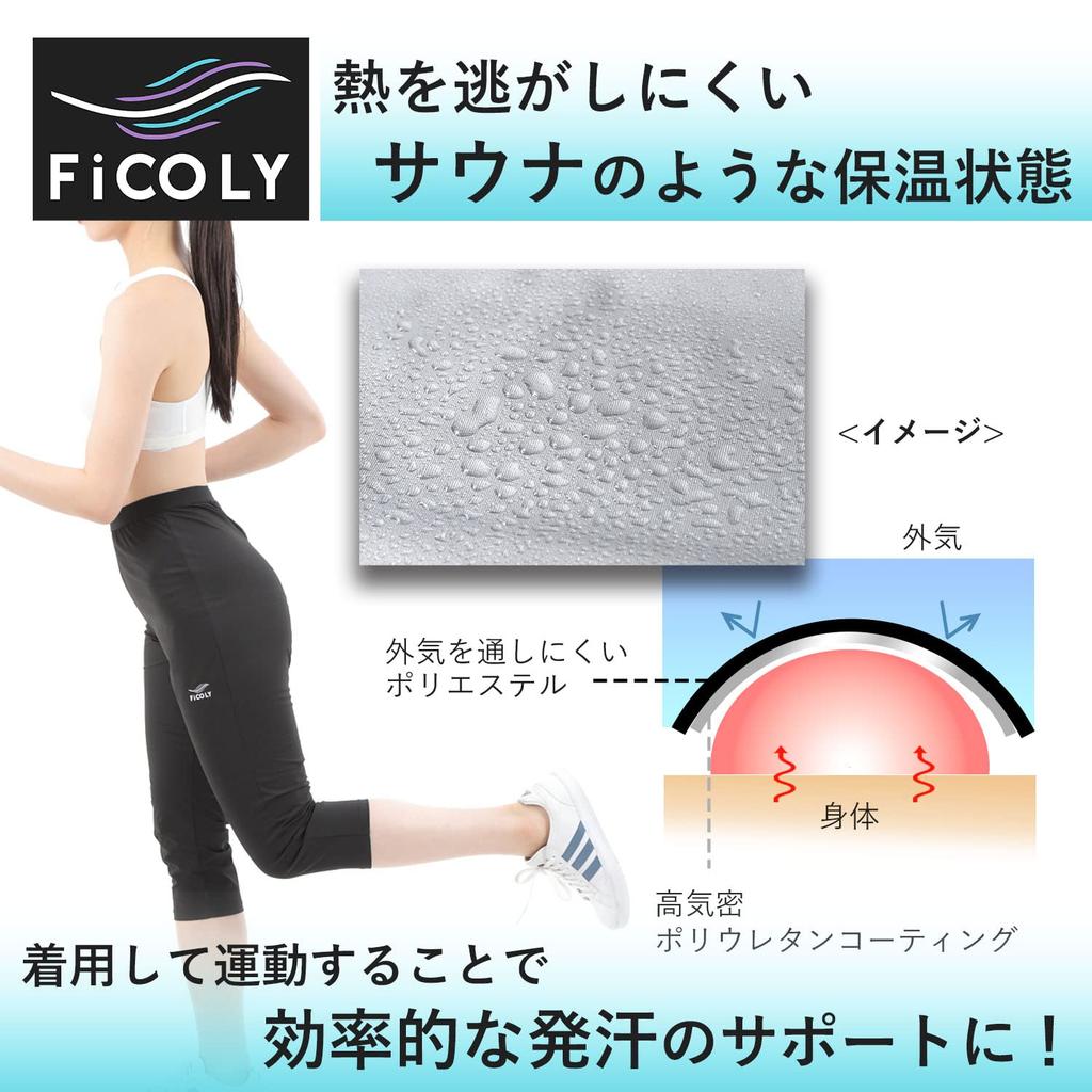 FiCOLY Length Sauna Yoga Sauna Plus Women's 3/4 Pants, Sweat-Reducing Leggings, Sportswear, Suit, Washable, Sizes, FSPW-2 (Silver, 2XL)