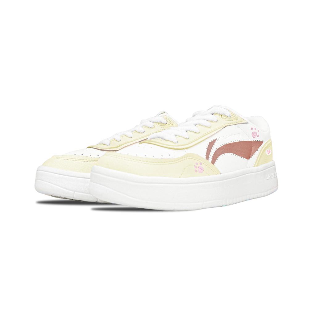 Li Ning Sourdough Abrasion Resistant, Lightweight, Balanced Low top Skateboard Shoes Women's Beige Yellow AGCU112-6(Team1034-)