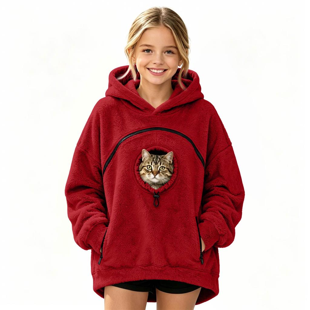 Sudadera con capucha de moda para niños con bolsillo para mascotas para niños y niñas Ropa informal para el día a día