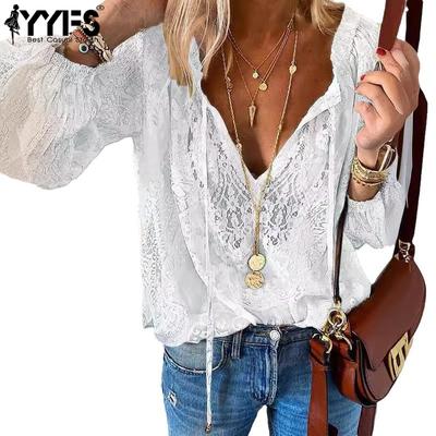 Moda damă ocazional primăvară toamnă imprimeu culoare uni cu mâneci lungi cu decolteu în V bluze și cămăși