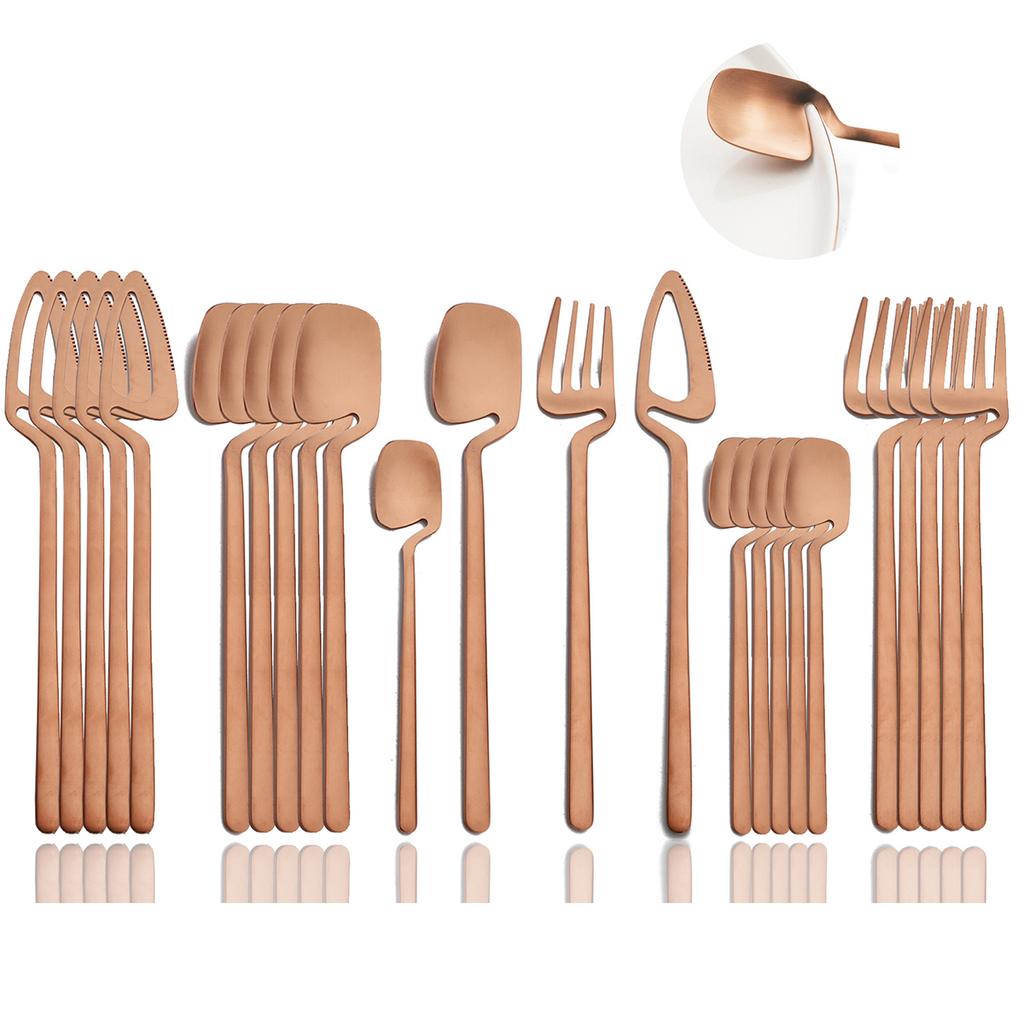 Silverware Set Satin Finish 24-Piece Stainless Steel Flatware Set Kitchen Utensil Set Service for 6 Dishwasher Safe